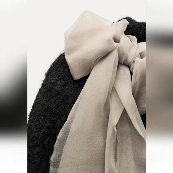 ZARA ORGANZA BOW KNIT TOP - Picture 4 of 4